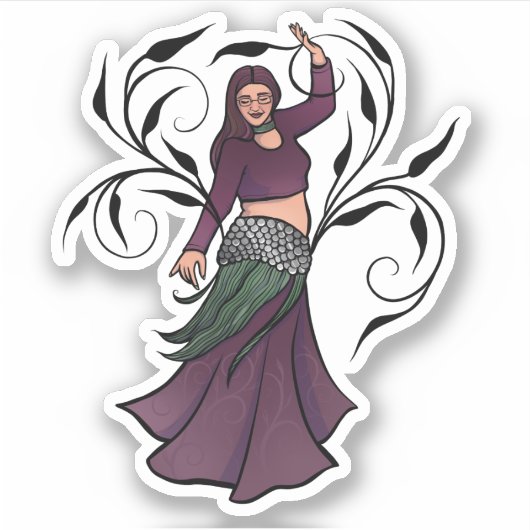Erin Belly Dancer Burgundy Bellydans Sticker (Voorkant)