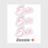 Erin Decoratieve Naam in Roze x3 Sticker (Vel)