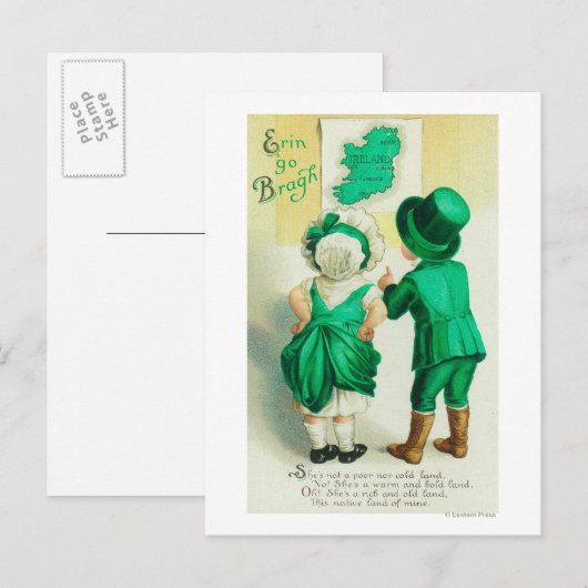 Erin Go Bragh Couple die de Ierse kaart bekijkt (Voorkant / Achterkant)