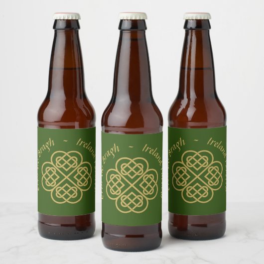 Erin Go Bragh Gold Celtic Shamrock Bier Etiket (Flessen)