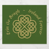 Erin Go Bragh Gold Celtic Shamrock Bier Etiket (Enkel label)