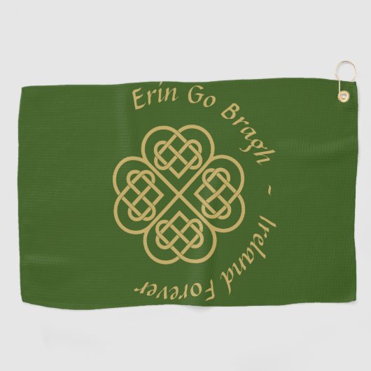 Erin Go Bragh Gold Celtic Shamrock Golfhanddoek (Horizontaal)