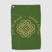 Erin Go Bragh Gold Celtic Shamrock Golfhanddoek (Voorkant)