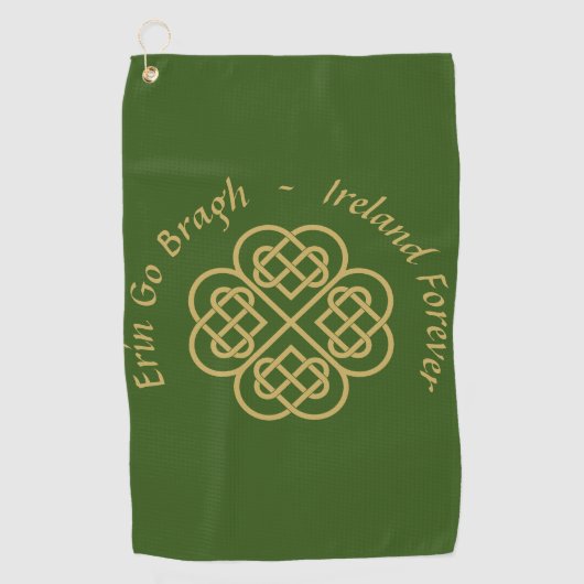 Erin Go Bragh Gold Celtic Shamrock Golfhanddoek (Voorkant)