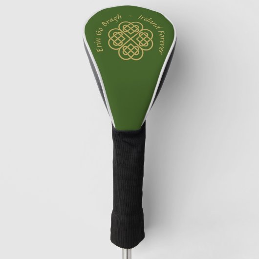 Erin Go Bragh Gold Celtic Shamrock Golfheadcover (Voorkant)