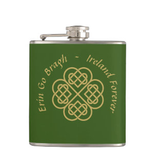 Erin Go Bragh Gold Celtic Shamrock Heupfles