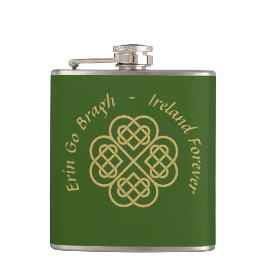 Erin Go Bragh Gold Celtic Shamrock Heupfles (Voorkant)