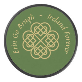 Erin Go Bragh Gold Celtic Shamrock Hockey Puck