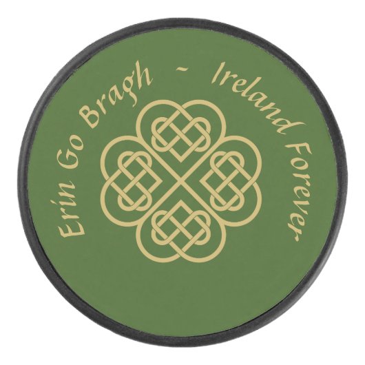 Erin Go Bragh Gold Celtic Shamrock Hockey Puck (Voorkant)