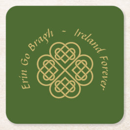 Erin Go Bragh Gold Celtic Shamrock Kartonnen Onderzetters