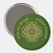 Erin Go Bragh Gold Celtic Shamrock Magneet (Voorkant / Achterkant)