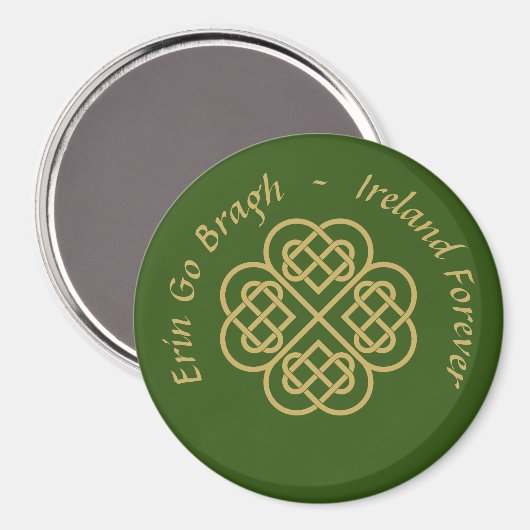 Erin Go Bragh Gold Celtic Shamrock Magneet (Voorkant / Achterkant)