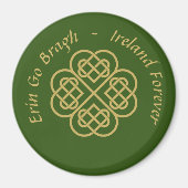 Erin Go Bragh Gold Celtic Shamrock Magneet (Voorkant)