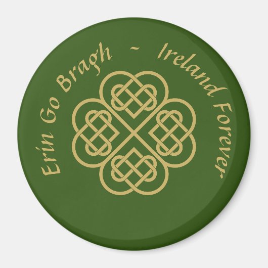 Erin Go Bragh Gold Celtic Shamrock Magneet (Voorkant)