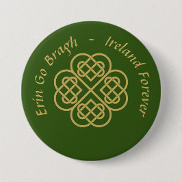 Erin Go Bragh Gold Celtic Shamrock Ronde Button 7,6 Cm