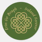 Erin Go Bragh Gold Celtic Shamrock Ronde Sticker (Voorkant)