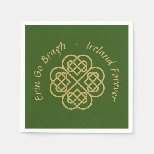 Erin Go Bragh Gold Celtic Shamrock Servet (Voorkant)