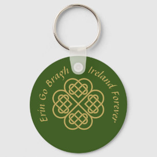 Erin Go Bragh Gold Celtic Shamrock Sleutelhanger