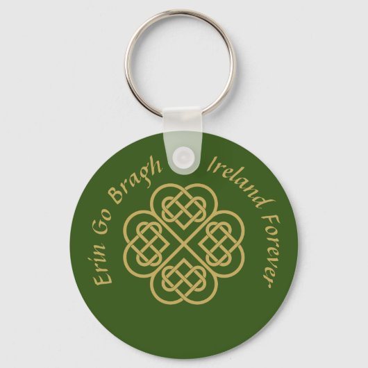 Erin Go Bragh Gold Celtic Shamrock Sleutelhanger (Voorkant)