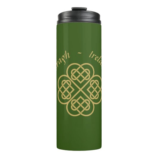 Erin Go Bragh Gold Celtic Shamrock Thermosbeker (Voorkant)