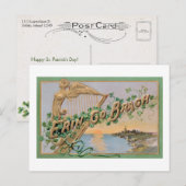 Erin Go Bragh, Gold Irish Harp & Shamrocks Feestdagenkaart (Voorkant / Achterkant)