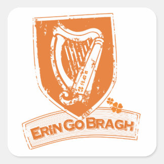 Erin Go Bragh (Harp Sinaasappel) Vierkante Sticker