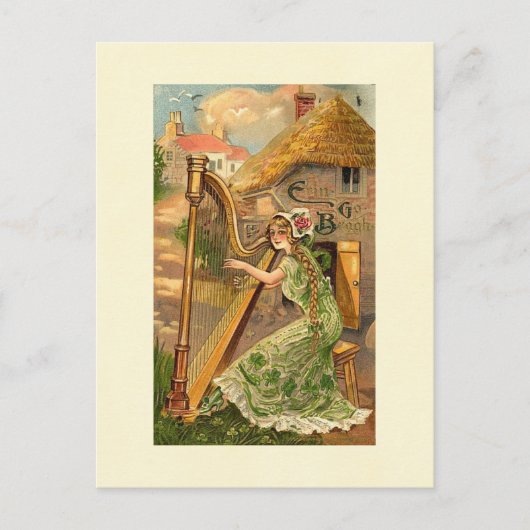 Erin Go Bragh Harp Woman Briefkaart (Voorkant)