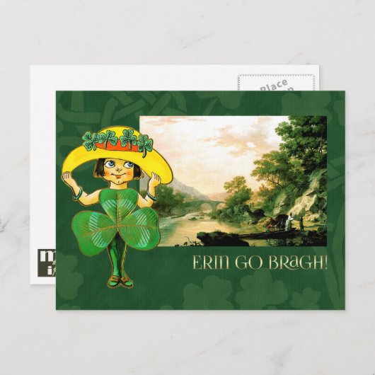 Erin Go Bragh  Iers Meisje St.Patrick's Day Briefkaart (Voorkant / Achterkant)