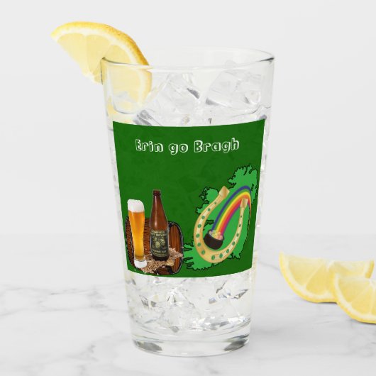 Erin Go Bragh Saint Patrick's Day Irish Beer Glass Glas (Voorkant ijs)