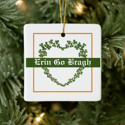 Erin Go Bragh Shamrock Hart Keramisch Ornament (Boom)