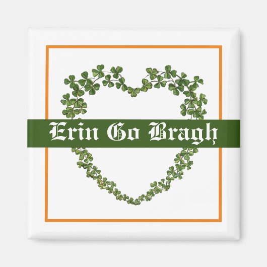 Erin Go Bragh Shamrock Heart Magneet (Voorkant)