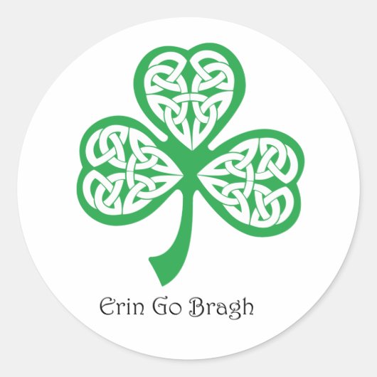 Erin Go Bragh shamrock met keltisch knotwerk Ronde Sticker (Voorkant)