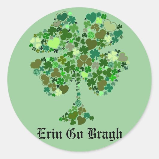 Erin Go Bragh Vierbladige Klaver Sticker (Voorkant)