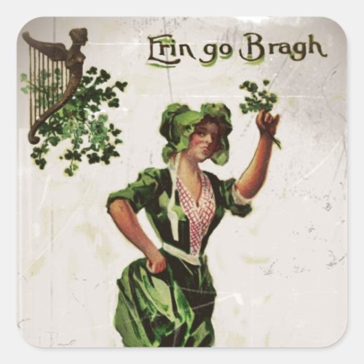 Erin Go Bragh Vierkante Sticker (Voorkant)