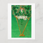 Erin Go Bragh Woman op Harp Scene Briefkaart (Voorkant)