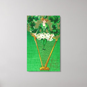 Erin Go Bragh Woman op Harp Scene Canvas Afdruk