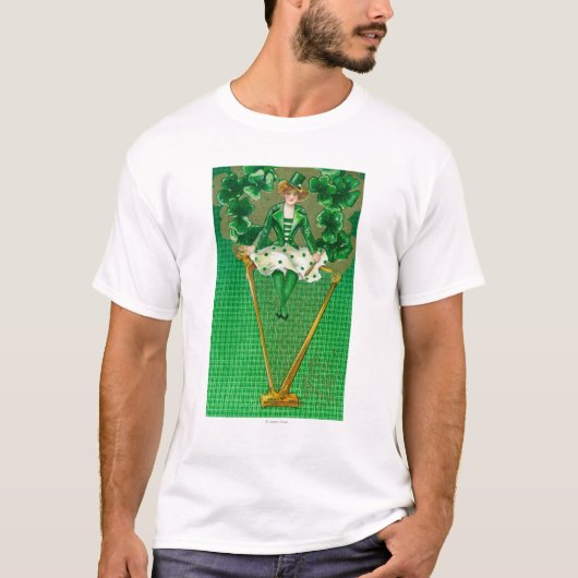 Erin Go Bragh Woman op Harp Scene T-shirt (Voorkant)
