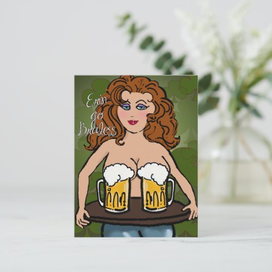 Erin Go Braless | Funny St. Patrick's Day Feestdagenkaart (Staand voorkant)