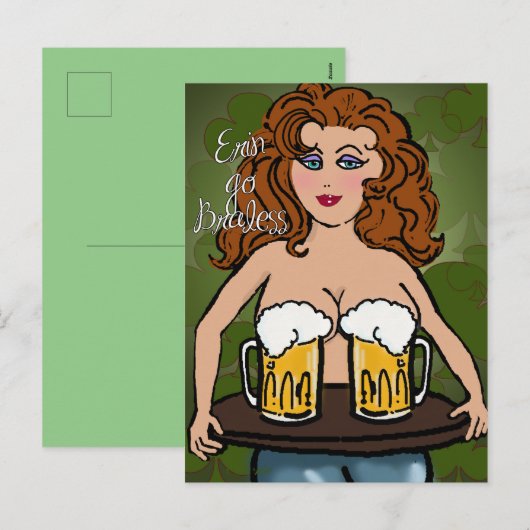 Erin Go Braless | Funny St. Patrick's Day Feestdagenkaart (Voorkant / Achterkant)