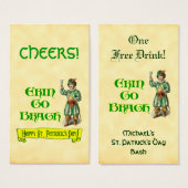Erin Go Braugh Custom St Patricks Day Drink Ticket Visitekaartje (Voorkant /achterkant)
