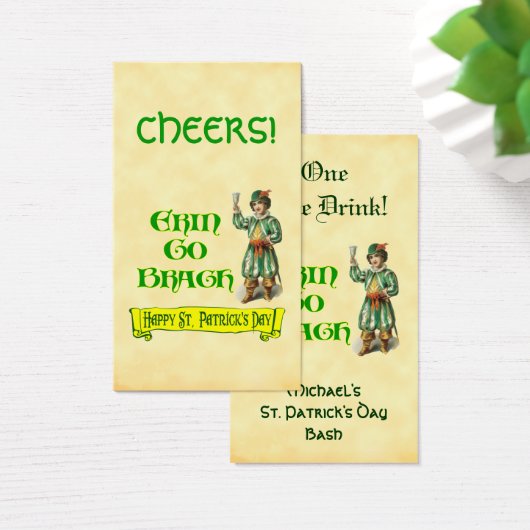 Erin Go Braugh Custom St Patricks Day Drink Ticket Visitekaartje (Bureau)