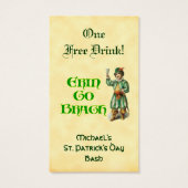 Erin Go Braugh Custom St Patricks Day Drink Ticket Visitekaartje (Achterkant)