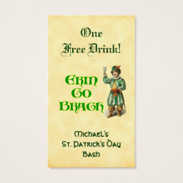 Erin Go Braugh Custom St Patricks Day Drink Ticket Visitekaartje