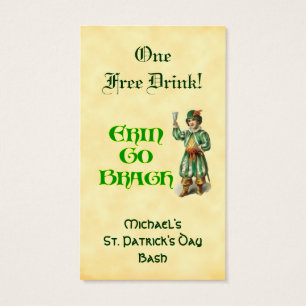 Erin Go Braugh Custom St Patricks Day Drink Ticket Visitekaartje