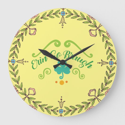 Erin Go Braugh Irish Folk Art Wreath Grote Klok (Voorkant)