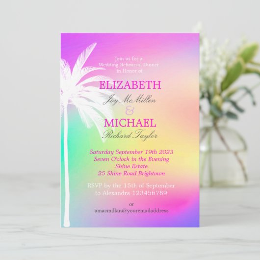 Erin Palm Tree White Kleurrijk Modern Kaart (Staand voorkant)