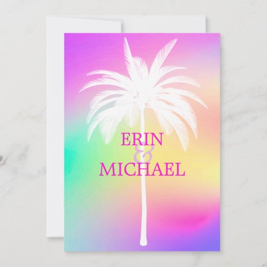 Erin Palm Tree White Kleurrijk Modern Kaart (Achterkant)