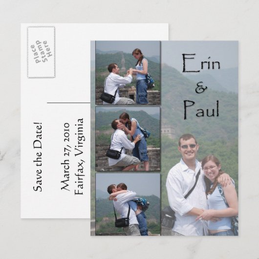 Erin & Paul - Save the Date Briefkaart (Voorkant / Achterkant)