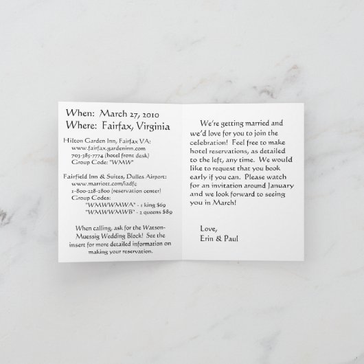 Erin & Paul - sparen de Datum Aankondiging (Binnen)