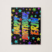 "ERIN" Voornaam, geun "HAPPY BIRTHDAY" Legpuzzel (Verticaal)